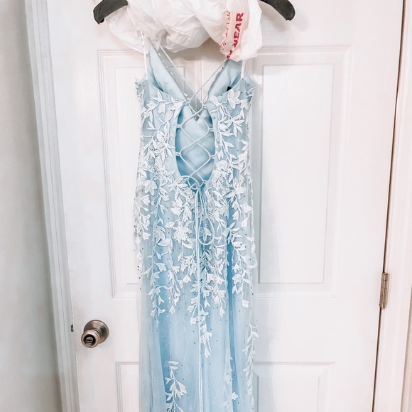 light blue embroidered prom dress - Picture 2 of 5